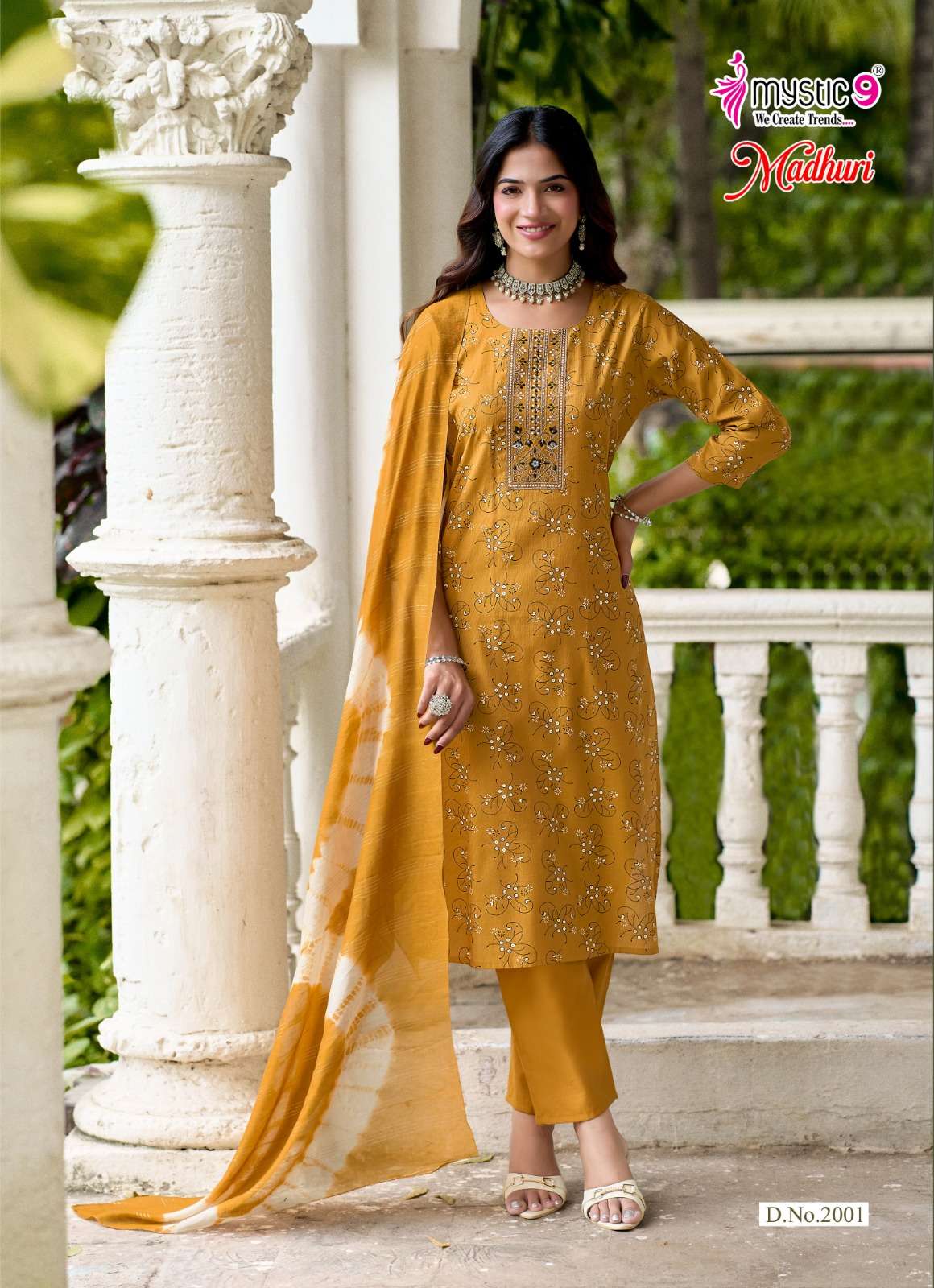 MYSTIC 9 MADHURI VOL 2 VERTICAN FOIL PRINT STRAIGHT CUT CATALOGUE SALWAR SUIT TREND DEALER